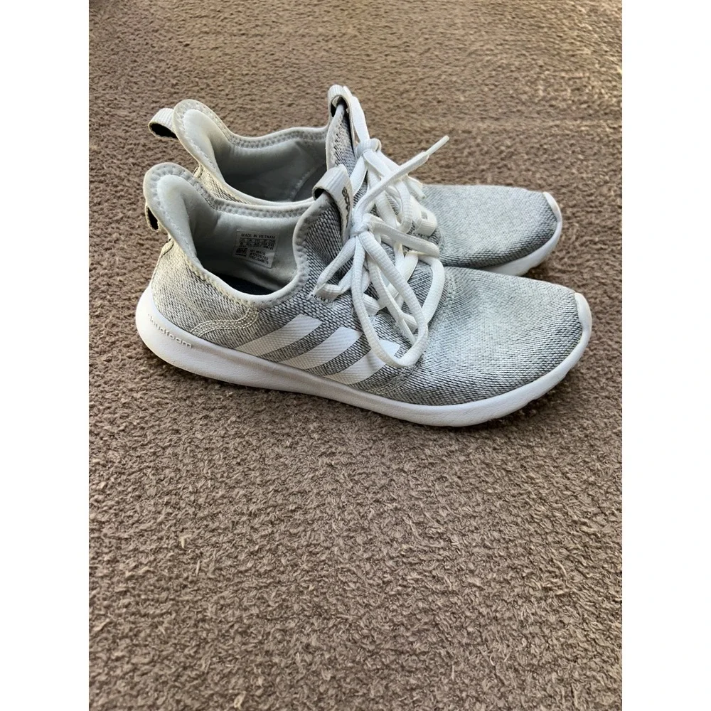 Adidas Cloudfoam Pure 2.0 Grey White Knit Running Shoes H04756 Womens 8